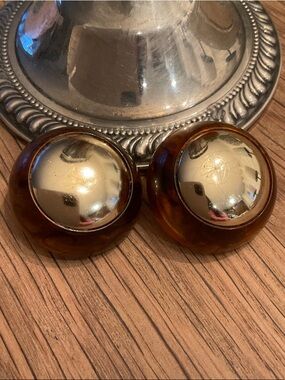 West Germany Signed Vintage Domed Lucite Clip-On Earrings